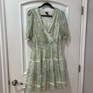 Taylor lace trimmed, chiffon Dress in mint green size XL